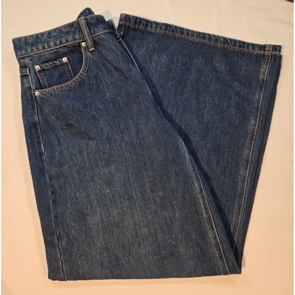 Wild Fable Women's Mid-Rise Ultra-Wide Leg Rigid Jeans Dark Wash Size 10 NWT